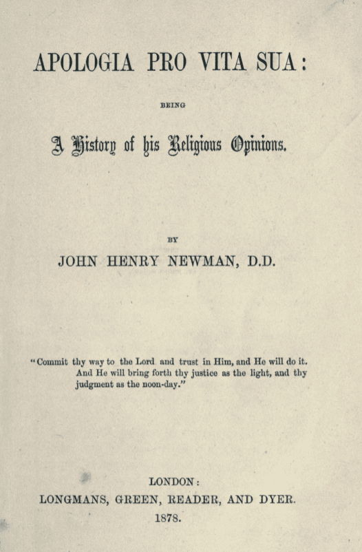Apologia Pro Vita Sua - title page of 1878 edition